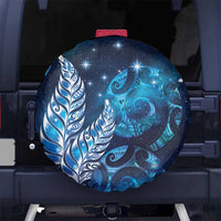 New Zealand Matariki Spare Tire Cover Maori Koru Mix Silver Fern DT04 No hole Blue - Polynesian Pride