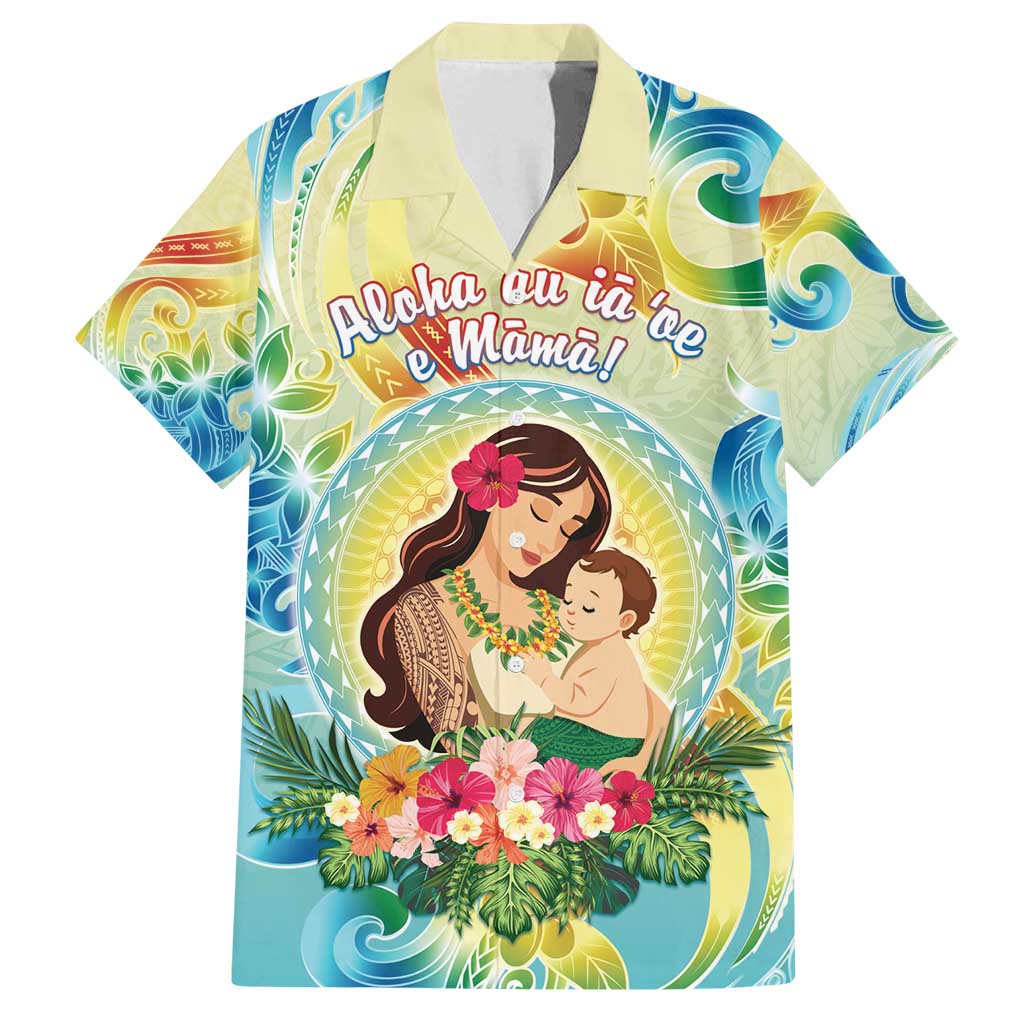 Personalised Hawaii Mother's Day Family Matching Long Sleeve Bodycon Dress and Hawaiian Shirt I Love You Mom DT04 Dad's Shirt - Short Sleeve Yellow - Polynesian Pride