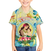 Personalised Hawaii Mother's Day Family Matching Long Sleeve Bodycon Dress and Hawaiian Shirt I Love You Mom DT04 Son's Shirt Yellow - Polynesian Pride
