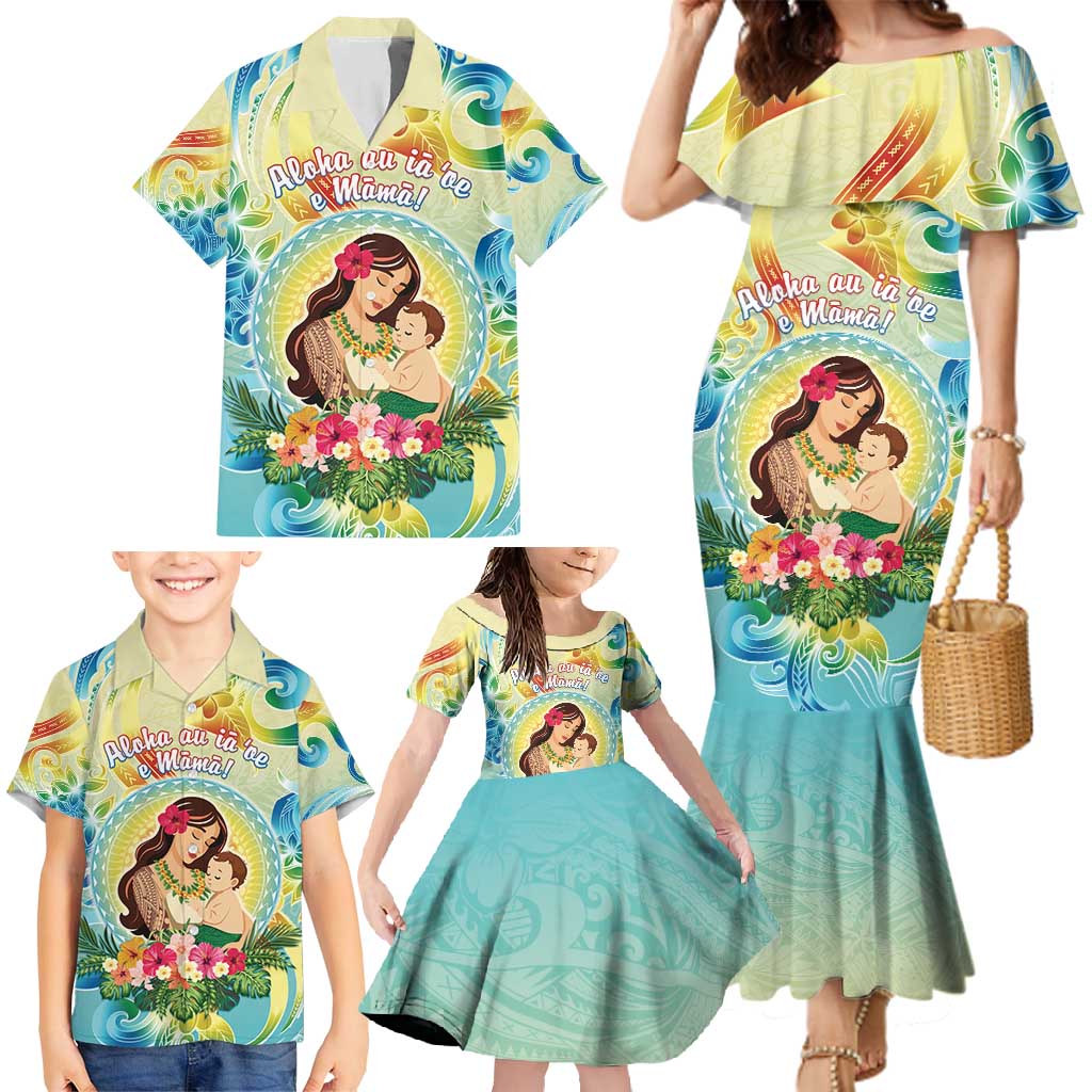 Personalised Hawaii Mother's Day Family Matching Mermaid Dress and Hawaiian Shirt I Love You Mom DT04 - Polynesian Pride