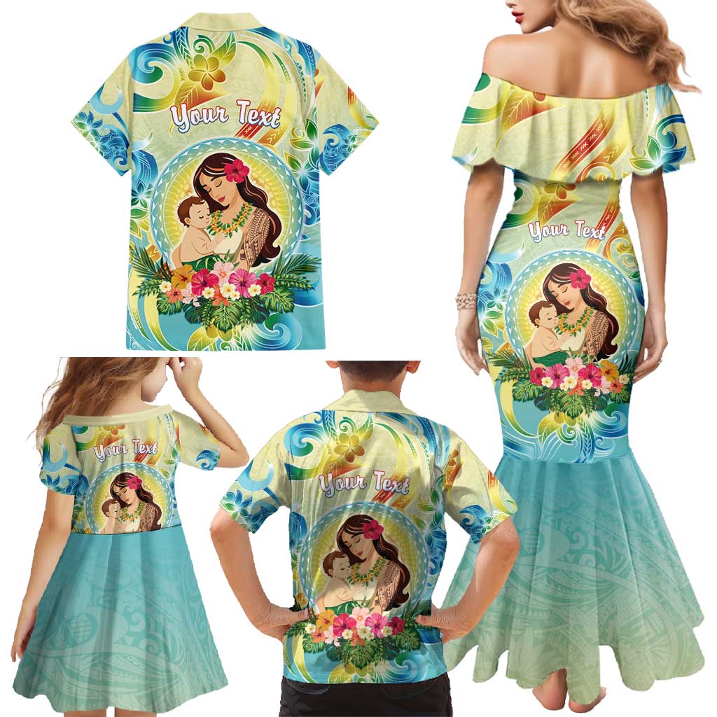 Personalised Hawaii Mother's Day Family Matching Mermaid Dress and Hawaiian Shirt I Love You Mom DT04 - Polynesian Pride