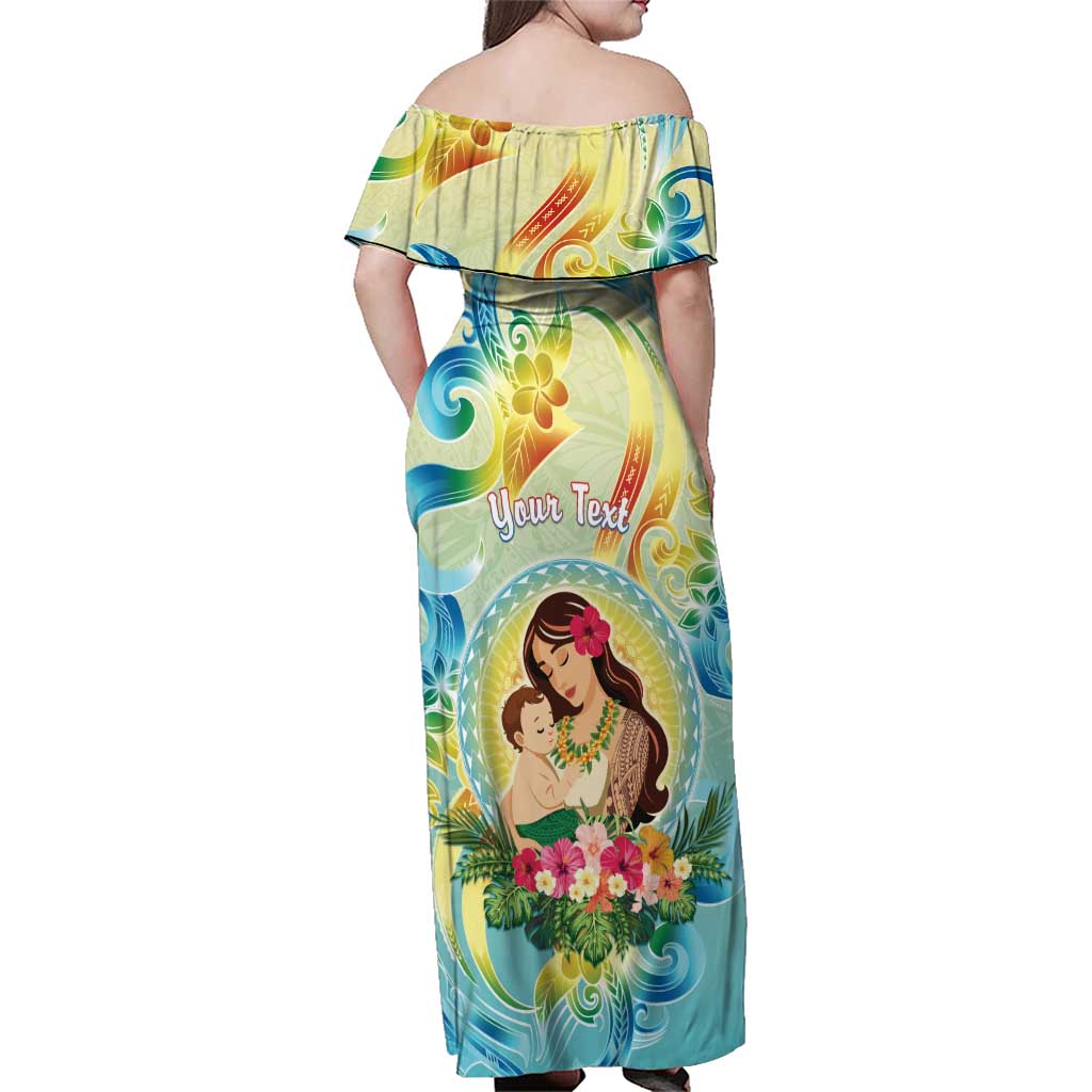 Personalised Hawaii Mother's Day Family Matching Off Shoulder Maxi Dress and Hawaiian Shirt I Love You Mom