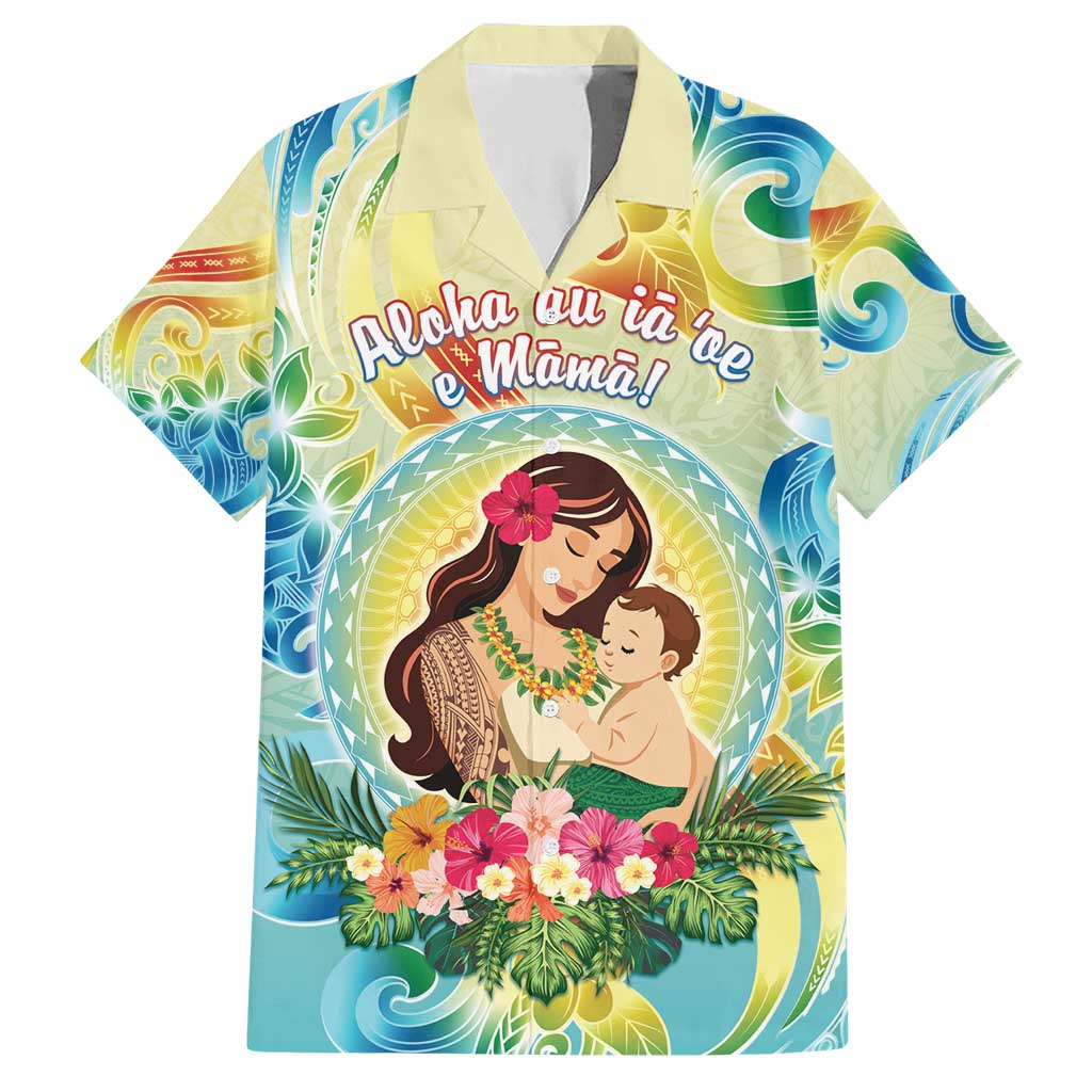 Personalised Hawaii Mother's Day Family Matching Short Sleeve Bodycon Dress and Hawaiian Shirt I Love You Mom DT04 Dad's Shirt - Short Sleeve Yellow - Polynesian Pride