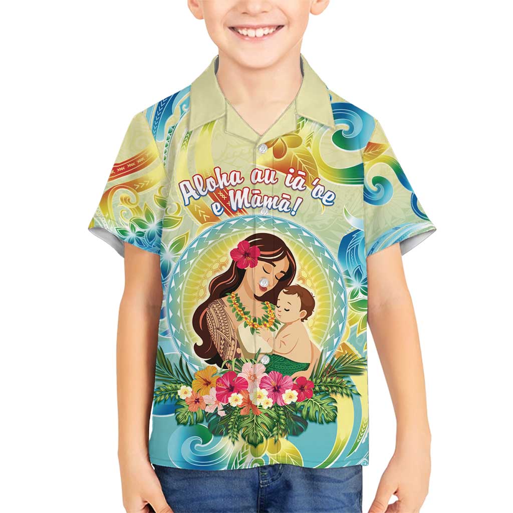 Personalised Hawaii Mother's Day Family Matching Summer Maxi Dress and Hawaiian Shirt I Love You Mom DT04 Son's Shirt Yellow - Polynesian Pride