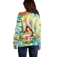 Personalised Hawaii Mother's Day Off Shoulder Sweater I Love You Mom