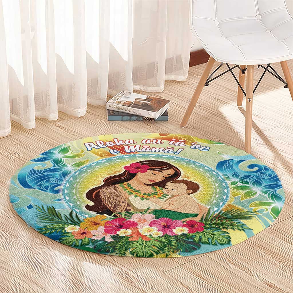 Hawaii Mother's Day Round Carpet I Love You Mom