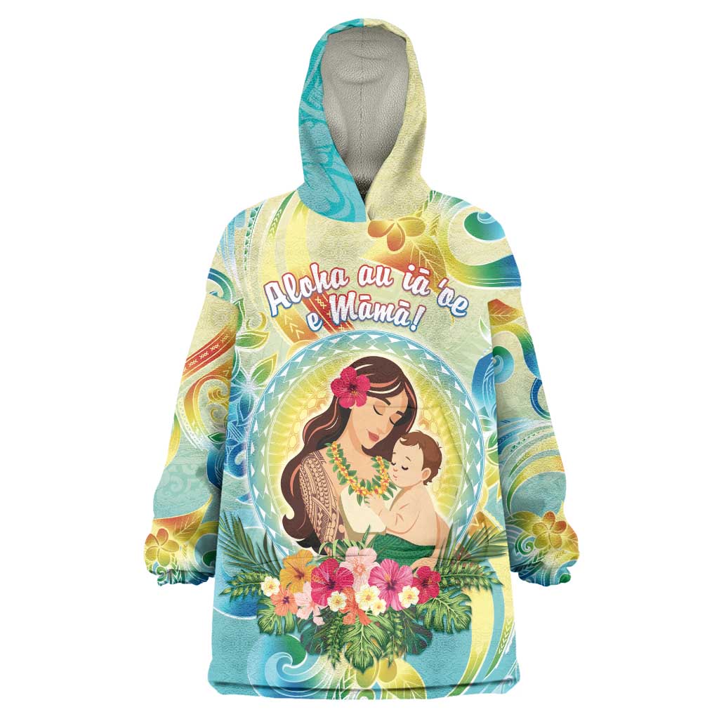 Personalised Hawaii Mother's Day Wearable Blanket Hoodie I Love You Mom