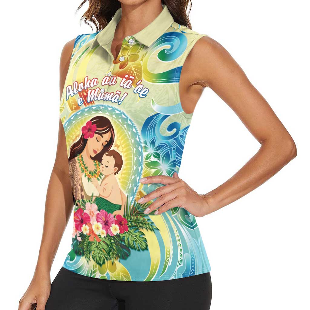 Personalised Hawaii Mother's Day Women Sleeveless Polo Shirt I Love You Mom DT04 - Polynesian Pride