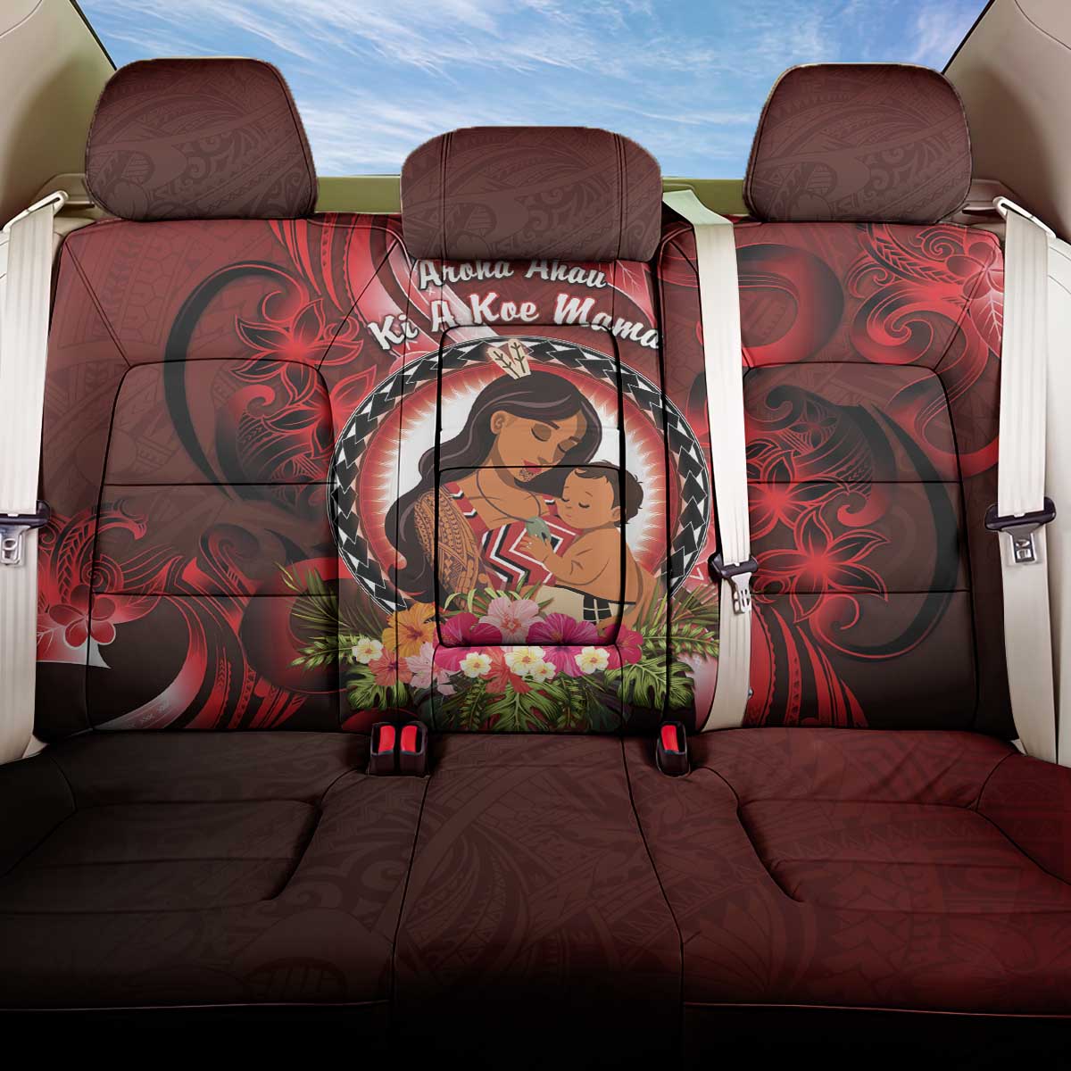 New Zealand Mother's Day Back Car Seat Cover I Love You Mom DT04 One Size Red - Polynesian Pride
