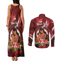 Personalised New Zealand Mother's Day Couples Matching Tank Maxi Dress and Long Sleeve Button Shirt I Love You Mom