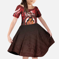 Personalised New Zealand Mother's Day Family Matching Long Sleeve Bodycon Dress and Hawaiian Shirt I Love You Mom DT04 Daughter's Dress Red - Polynesian Pride