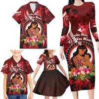 Personalised New Zealand Mother's Day Family Matching Long Sleeve Bodycon Dress and Hawaiian Shirt I Love You Mom DT04 - Polynesian Pride