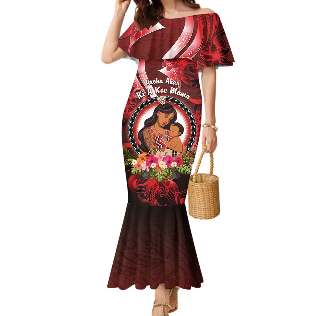 Personalised New Zealand Mother's Day Family Matching Mermaid Dress and Hawaiian Shirt I Love You Mom DT04 Mom's Dress Red - Polynesian Pride