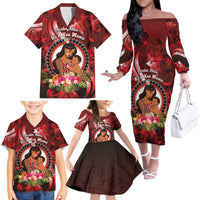 Personalised New Zealand Mother's Day Family Matching Off The Shoulder Long Sleeve Dress and Hawaiian Shirt I Love You Mom