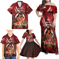 Personalised New Zealand Mother's Day Family Matching Off Shoulder Maxi Dress and Hawaiian Shirt I Love You Mom