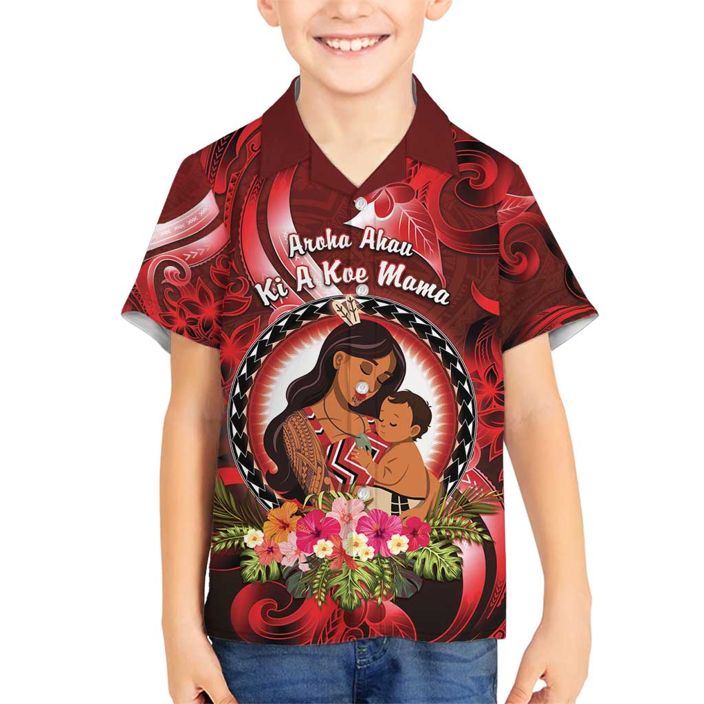 Personalised New Zealand Mother's Day Family Matching Puletasi and Hawaiian Shirt I Love You Mom DT04 Son's Shirt Red - Polynesian Pride