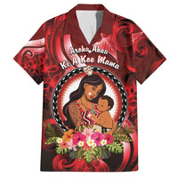 Personalised New Zealand Mother's Day Family Matching Tank Maxi Dress and Hawaiian Shirt I Love You Mom DT04 Dad's Shirt - Short Sleeve Red - Polynesian Pride