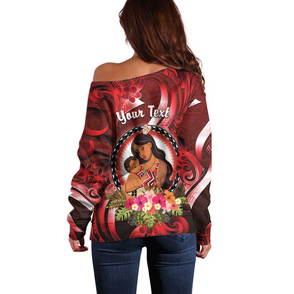 Personalised New Zealand Mother's Day Off Shoulder Sweater I Love You Mom DT04 - Polynesian Pride
