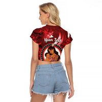 Personalised New Zealand Mother's Day Raglan Cropped T Shirt I Love You Mom DT04 - Polynesian Pride