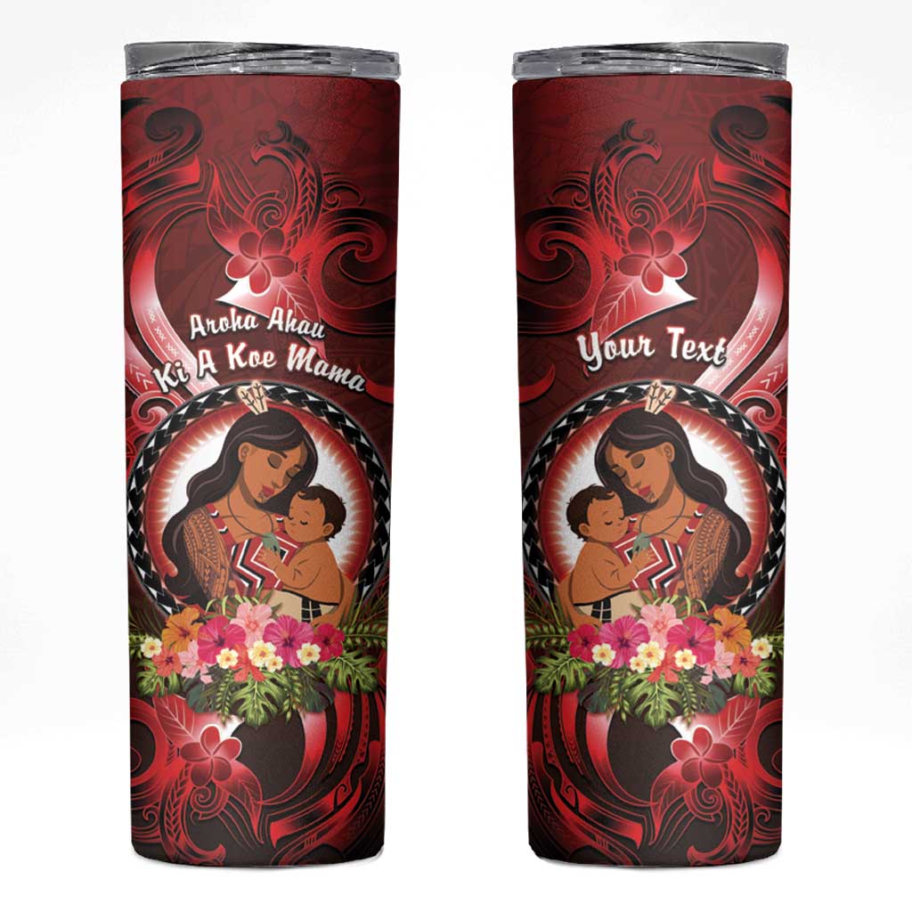 Personalised New Zealand Mother's Day Skinny Tumbler I Love You Mom DT04 Red - Polynesian Pride