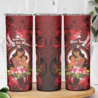 Personalised New Zealand Mother's Day Skinny Tumbler I Love You Mom DT04 - Polynesian Pride