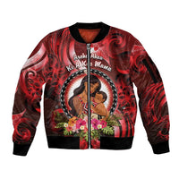Personalised New Zealand Mother's Day Sleeve Zip Bomber Jacket I Love You Mom DT04 Unisex Red - Polynesian Pride