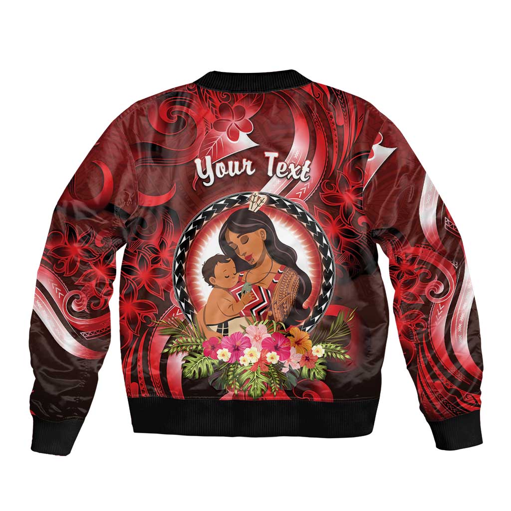 Personalised New Zealand Mother's Day Sleeve Zip Bomber Jacket I Love You Mom DT04 - Polynesian Pride