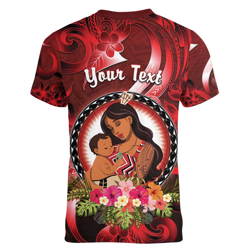 Personalised New Zealand Mother's Day Women V-Neck T-Shirt I Love You Mom DT04 - Polynesian Pride