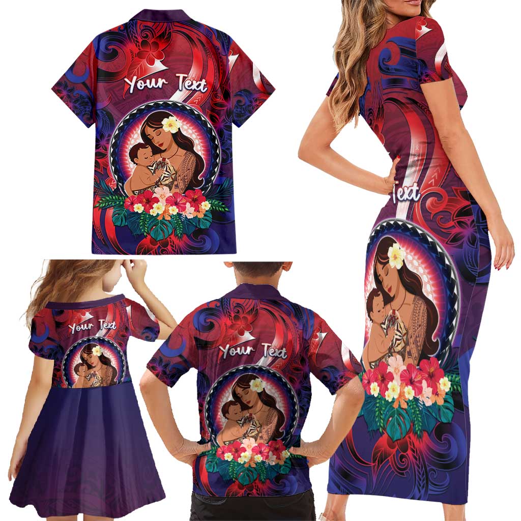 Personalised Samoa Mother's Day Family Matching Short Sleeve Bodycon Dress and Hawaiian Shirt I Love You Mom