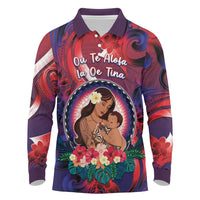 Personalised Samoa Mother's Day Long Sleeve Polo Shirt I Love You Mom