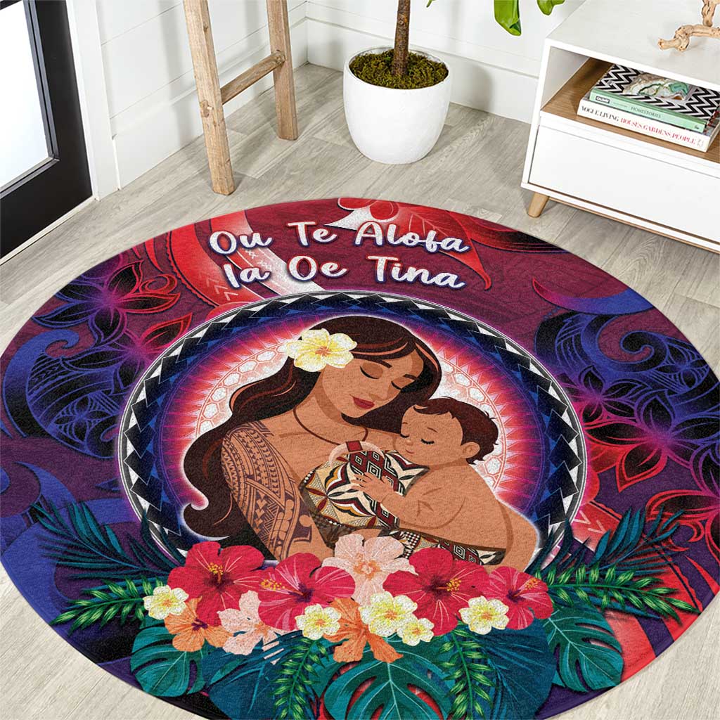 Samoa Mother's Day Round Carpet I Love You Mom