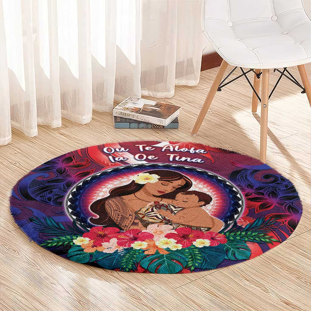 Samoa Mother's Day Round Carpet I Love You Mom