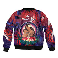 Personalised Samoa Mother's Day Sleeve Zip Bomber Jacket I Love You Mom DT04 - Polynesian Pride