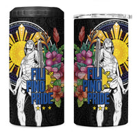 Filipinos Lapu-Lapu Hero Philippines 4 in 1 Can Cooler Tumbler Hibiscus Flowers Style DT04 One Size: 16 oz Black - Polynesian Pride