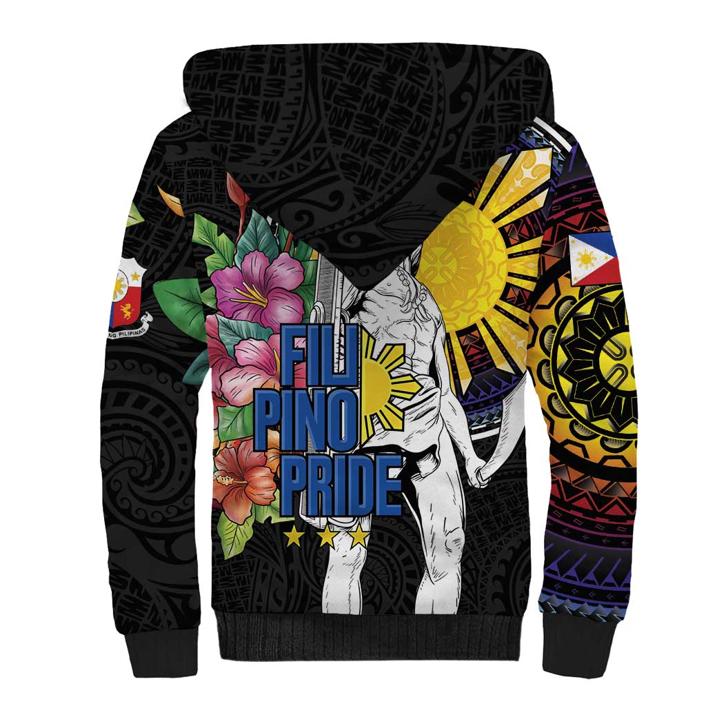 Filipinos Lapu-Lapu Hero Philippines Sherpa Hoodie Hibiscus Flowers Style