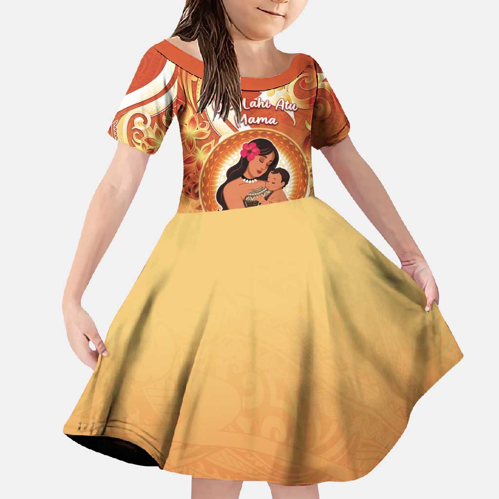 Personalised Tonga Mother's Day Family Matching Short Sleeve Bodycon Dress and Hawaiian Shirt I Love You Mom