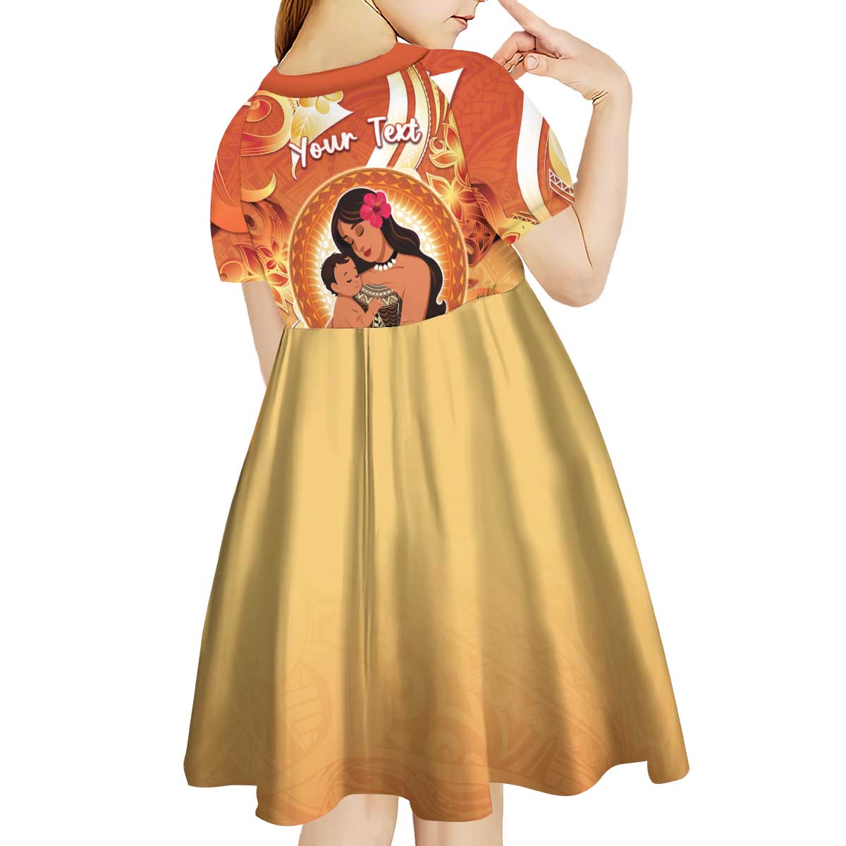 Personalised Tonga Mother's Day Kid Short Sleeve Dress I Love You Mom