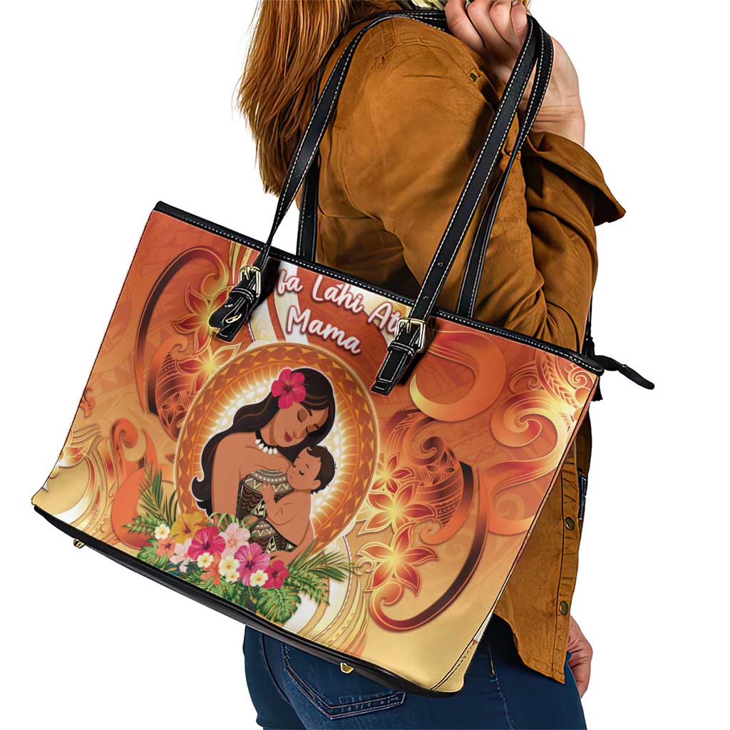 Tonga Mother's Day Leather Tote Bag I Love You Mom