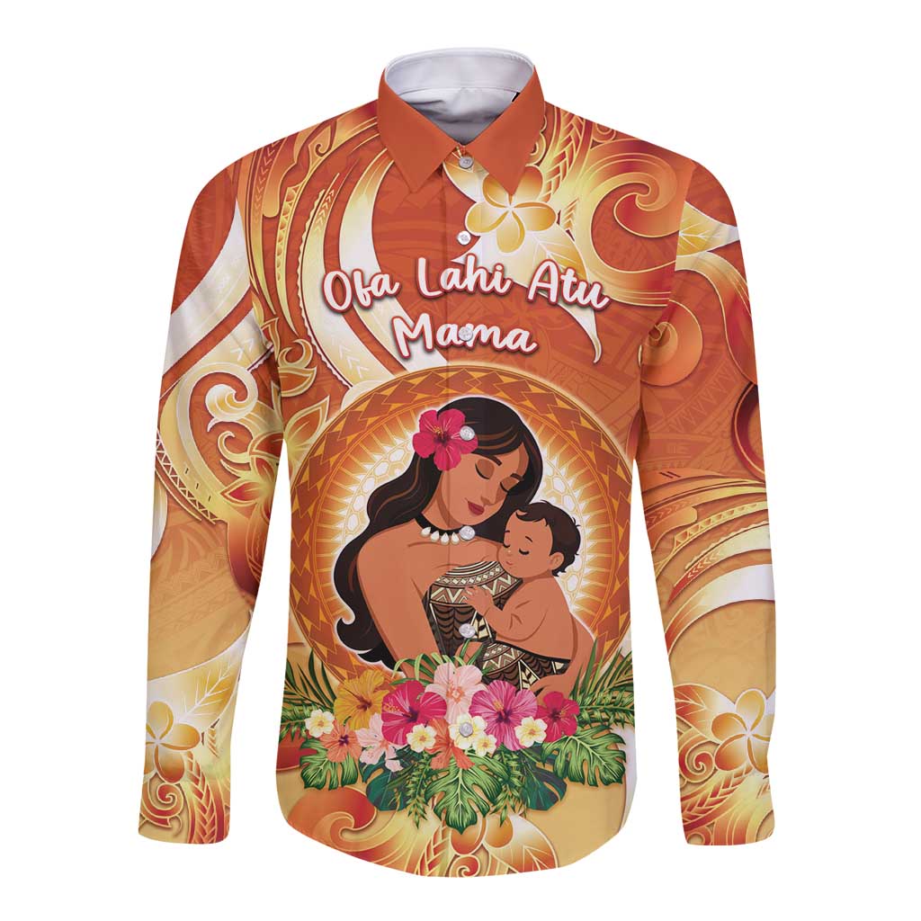 Personalised Tonga Mother's Day Long Sleeve Button Shirt I Love You Mom