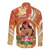 Personalised Tonga Mother's Day Long Sleeve Button Shirt I Love You Mom