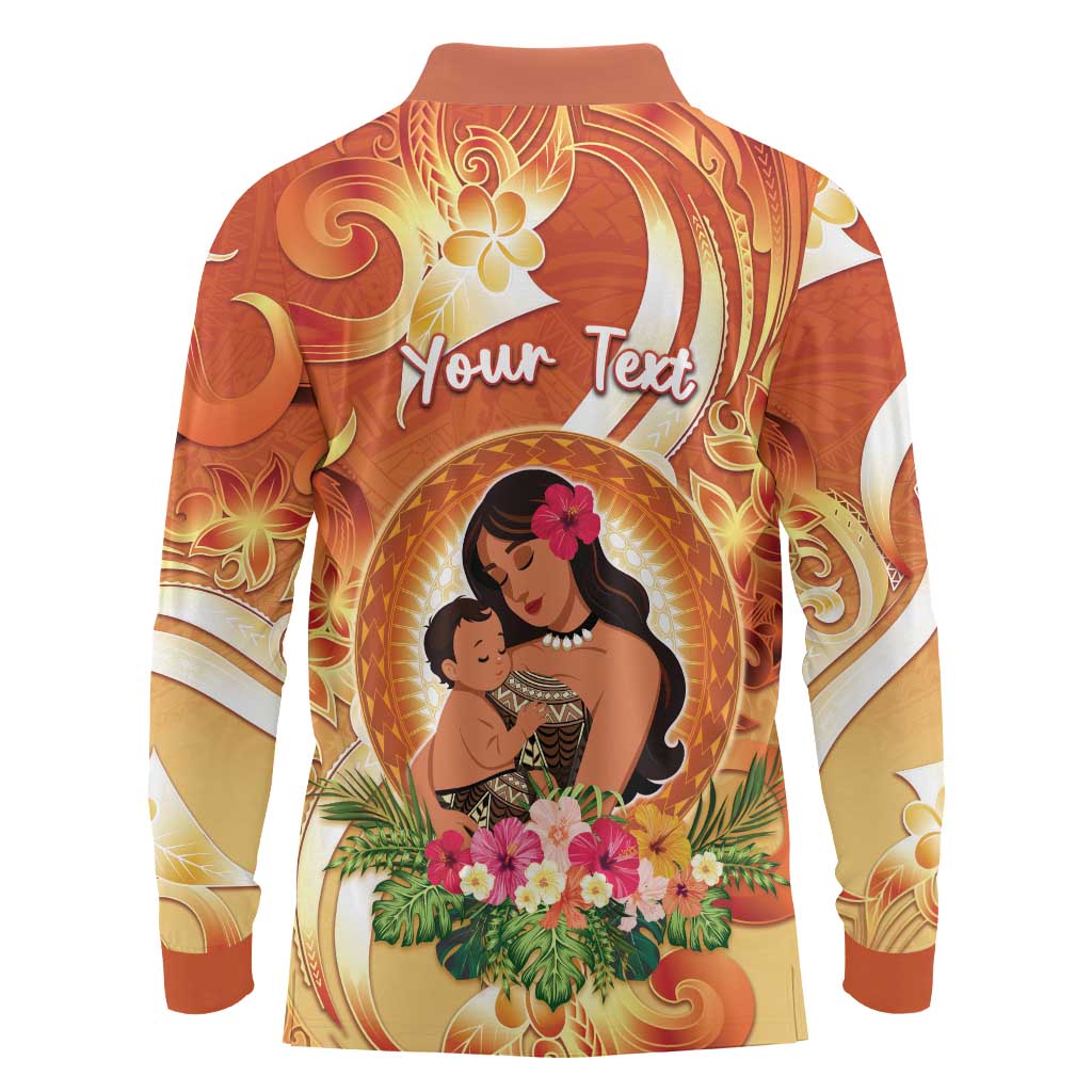 Personalised Tonga Mother's Day Long Sleeve Polo Shirt I Love You Mom