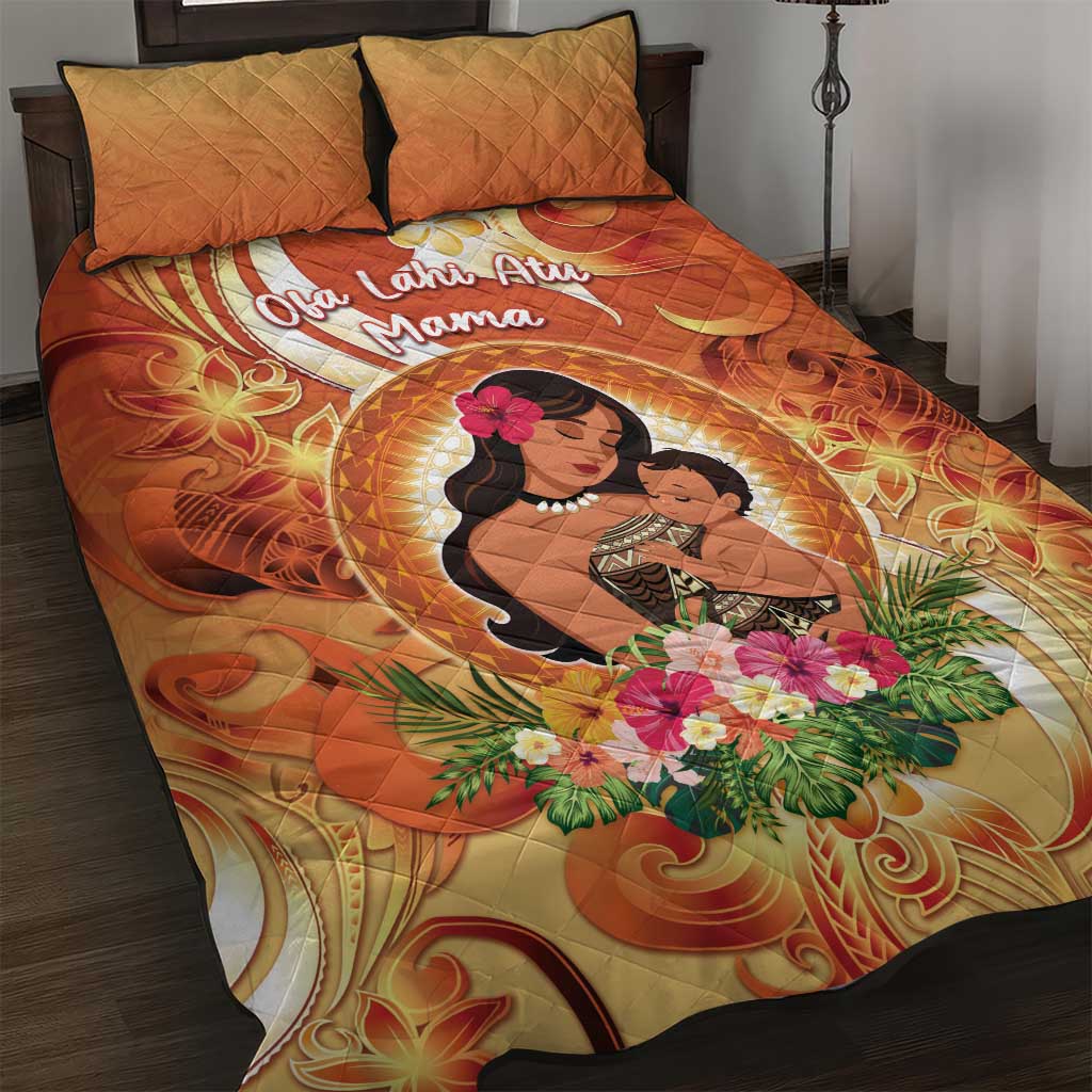 Tonga Mother's Day Quilt Bed Set I Love You Mom DT04 Orange - Polynesian Pride
