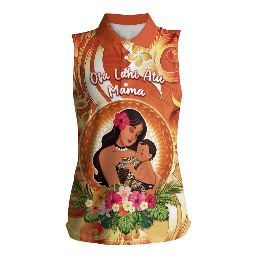 Personalised Tonga Mother's Day Women Sleeveless Polo Shirt I Love You Mom