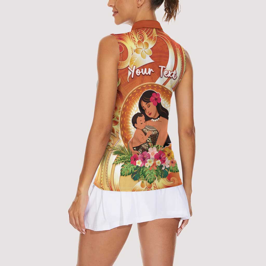 Personalised Tonga Mother's Day Women Sleeveless Polo Shirt I Love You Mom