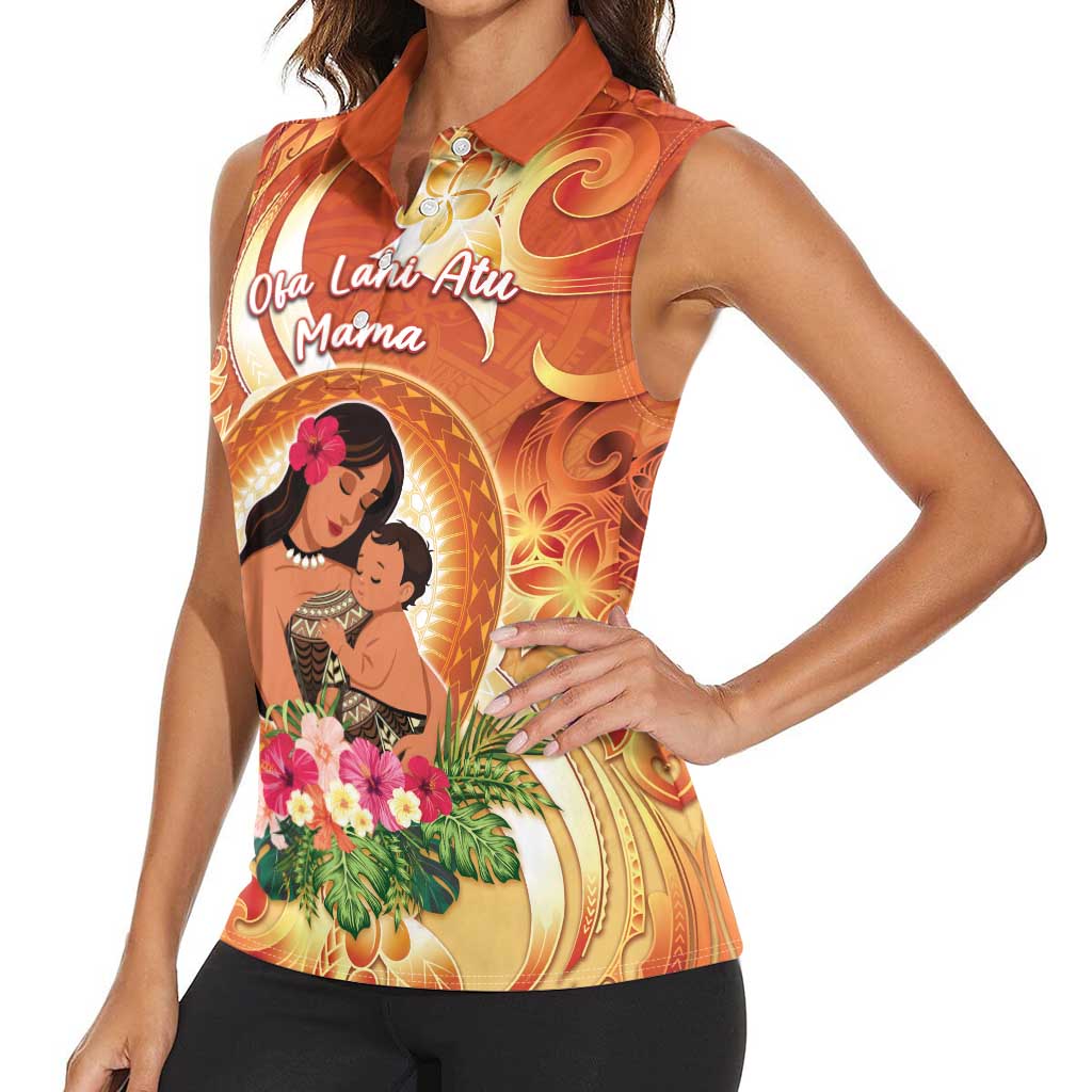 Personalised Tonga Mother's Day Women Sleeveless Polo Shirt I Love You Mom