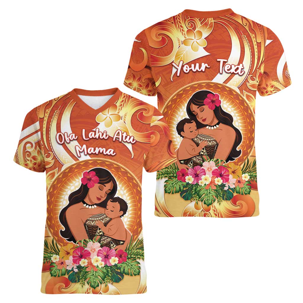 Personalised Tonga Mother's Day Women V-Neck T-Shirt I Love You Mom