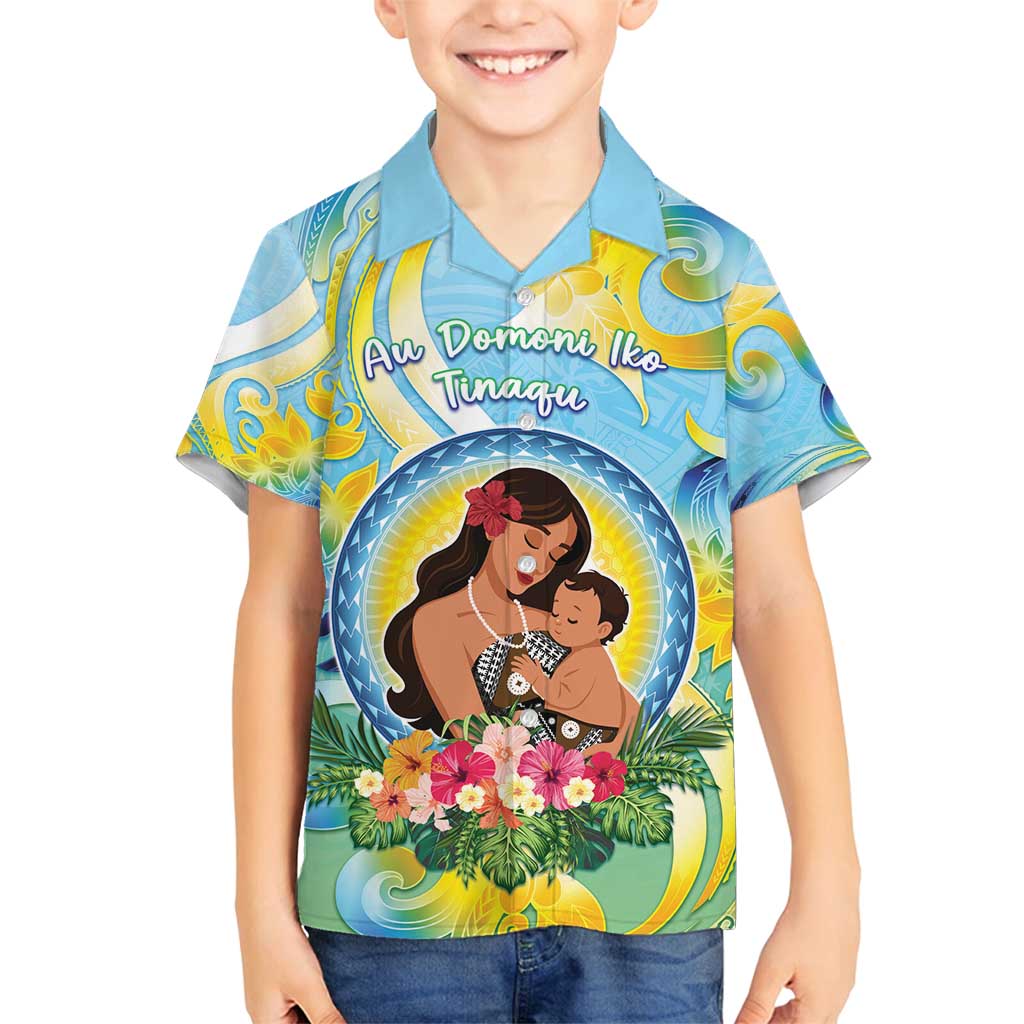 Personalised Fiji Mother's Day Family Matching Long Sleeve Bodycon Dress and Hawaiian Shirt I Love You Mom