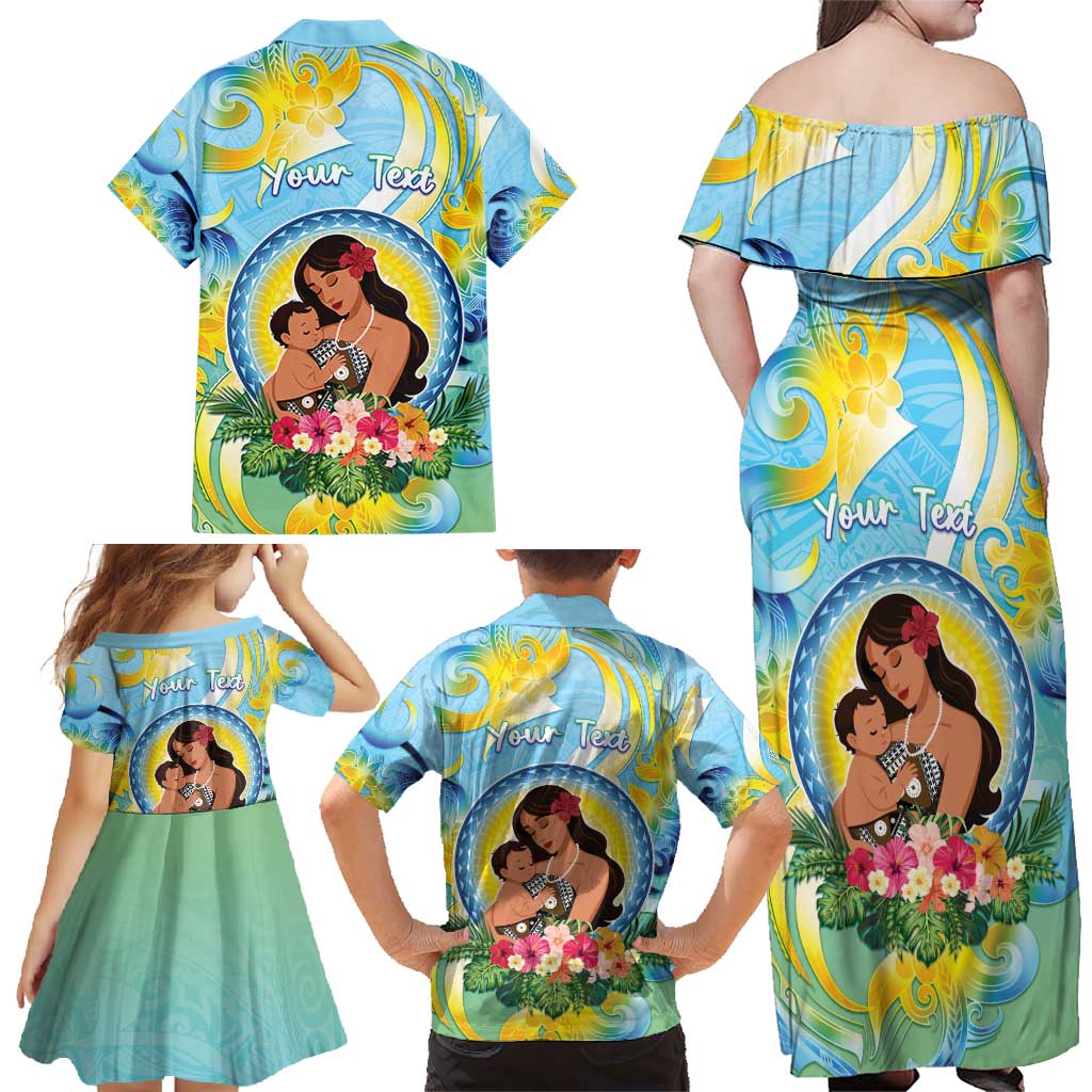 Personalised Fiji Mother's Day Family Matching Off Shoulder Maxi Dress and Hawaiian Shirt I Love You Mom
