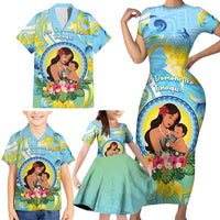 Personalised Fiji Mother's Day Family Matching Short Sleeve Bodycon Dress and Hawaiian Shirt I Love You Mom
