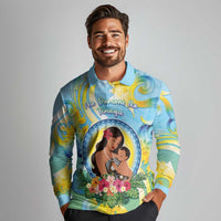 Personalised Fiji Mother's Day Long Sleeve Polo Shirt I Love You Mom DT04 - Polynesian Pride